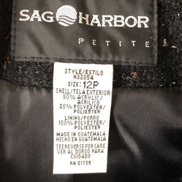 NEW - SAG HARBOR Black, Red, White Tweed Zip Front Blazer w/ Pockets - Size 12P - Picture 3 of 6